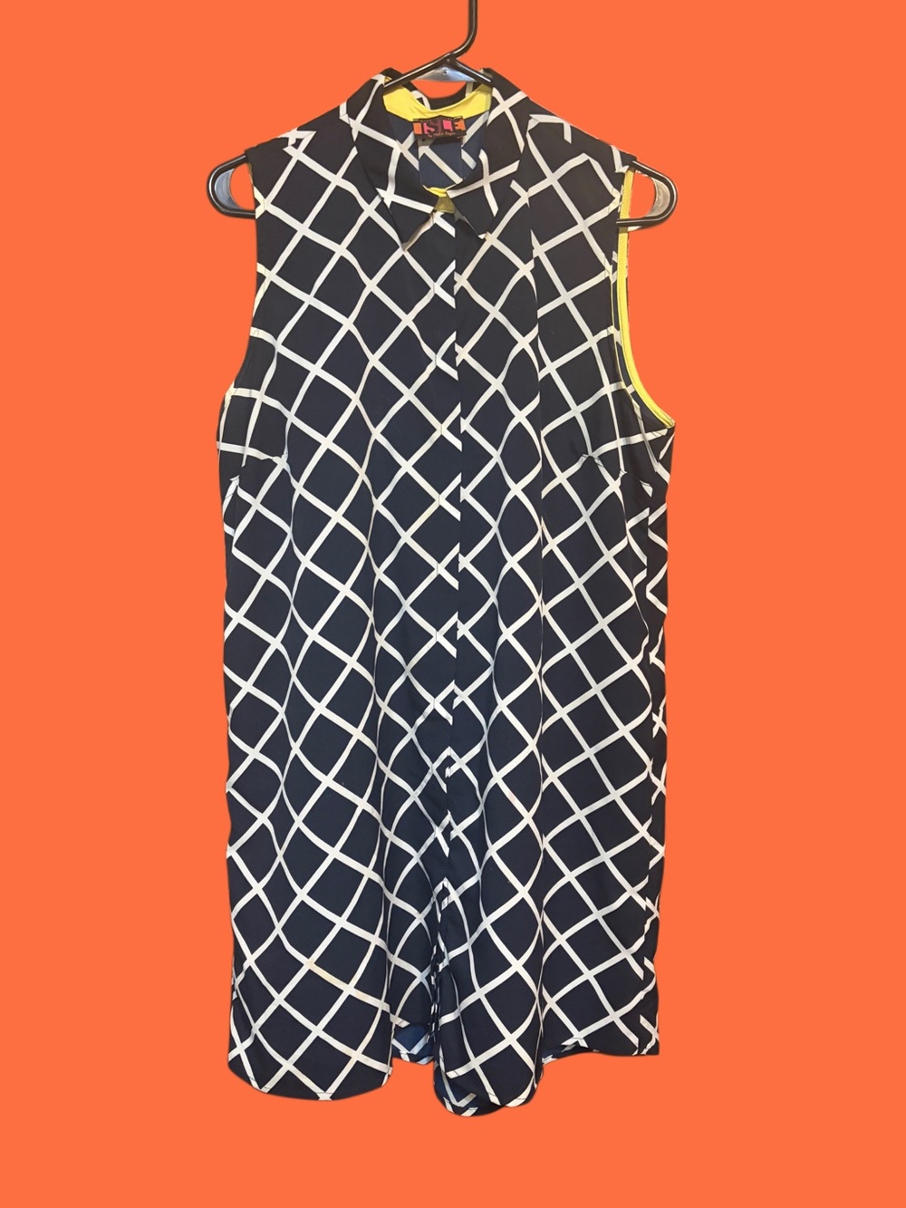 ISLE by Melis Kojen Women’s Large Navy White Geometric Sleeveless Dress